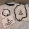 Designer Neckalce Viviannes Westwoods Neue Original Black Pearl Saturn Halskette Armband Live Broadcast Hot Sale