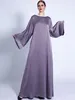 Roupas étnicas Sólidas Dubai Abaya Diamantes Franja Cinto Mulher Muçulmana Vestido Solto Mangas Longas Largas Islâmico Turquia Ramadan (sem lenço)