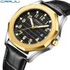 손목 시계 Crrju 남자 시계 최고 브랜드 오리지널 쿼츠 인간 방수 가죽 스트랩 캘린더 간단한 패션 일일웨어.