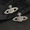 Viviennes Westwoods Set mit Ohrringen, einfache Diamant-Ohrringe, Saturn-Damenschmuck, modisch, funkelnde Persönlichkeit, Planet