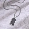 Hanger Kettingen Vnox Stijlvolle Gehamerd Dog Tag Ketting Voor Mannen Roestvrij Stalen Vierkante Kraag Verjaardag Kerstcadeaus Vader Vader Echtgenoot