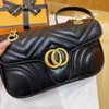 Marmont weiß schwarz Designer-Taschen für Damen und Herren, luxuriös, 3 Größen, Clutch-Klappe, Kamera, Schulterhandtasche, Mini-Leder-Geldbörse, Goldkette, Cross-Body-Tragetaschen