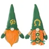 Decoraciones festivas del Día de San Patricio, gnomo de felpa hecho a mano, muñeco sin rostro, decoración de mesa para el hogar, regalos del Festival irlandés verde