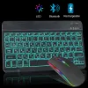 Tangentbord LED Wireless Bluetooth -tangentbord RGB -tangentbord och mus spansk mini bakgrundsbelysning ryska tangentbord för telefon surfplatta ipad pro 11