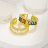 Cluster Ringen Vrouwen Luxe Vergulde Vinger Veelkleurige Vierkante Glans Strass Inlay Open 2024 Bruiloft Sieraden