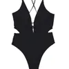 Neuer einteiliger Badeanzug für Frauen in Europa und Amerika, mit tiefem V-Ausschnitt und sexy rückenfreiem Träger.Badeanzug im Instagram-Stil