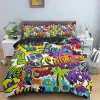 sets Graffiti Bedding Set Graphic Duvet Cover Teens Adult Hip Hop Hippie Comforter Cover Wall Urban Street Art Polyester Quilt Cover