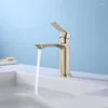 Banyo Lavabo muslukları fırçalanmış altın musluk yıkama havzası tuvalet masası ve soğuk dolap çift kontrol