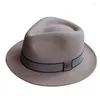 Boinas Sombrero Fedora de lana de gran tamaño para hombres Moda Otoño Invierno Ala corta Fieltro de alta calidad