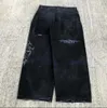 남성 청바지 스트리트웨어 jnco y2k 힙합 만화 그래픽 프린트 빈티지 헐렁한 검은 바지 남자 여자 높은 허리 와이드 다리 바지