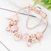 كلاسيكية أساور الذهب الوردية العلامة التجارية DIY Crystal Ferris Wheel Bracelet Bracelet Style Heart Pendant Pendant Sweled Bracelet Wholesale Jewelry