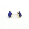 Stud Earrings Reiki Healing Crystal Natural Rough Stone Earring Electroplated Wrap Edge Lapis Lazuli Ear Studs For Women Men Jewelry