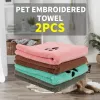 Serviettes en gros microfibre serviette brodée pour animaux de compagnie chien serviette de bain absorbant doux chat serviette