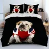 Set Cartoon Pitbull Dog Comporter Bedding Set, täcke omslagsbäddsuppsättning Kunnsskyddskudde, kung queen size sängkläder för vuxen barn