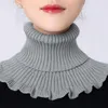 Bow Ties Autumn Winter Warm Knit False Neck Scarf Women Turtleneck Detachable Windproof Wrap Ruffles Hijab Elastic Fake Collar