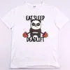 Herren T-Shirts EAT SLEEP DEADLIFT Panda Fitness Lustige Gym Rat Bodybuilding Crewneck Shirt Männer Casual Kurzarm Übergroß