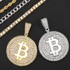 Pendant Necklaces New Punk Hiphop Golden Rose Gold Silver Color Bitcoin Shape Metal for Men Women Friends Jewelry Gift 230613