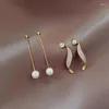 Pendientes colgantes con aguja de plata 925, diamantes de imitación de perlas coreanas para mujer, joyería 2024, borla larga de cristal a la moda 2Z40