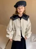 Giacche Abbigliamento per bambini Cappotto autunnale stile preppy per ragazze 23 Giacca a vento blu scuro alla moda per bambina Zlj