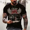 Erkek Mürettebat Boyun T-Shirt Yaz Vintage Top Avrupa ve Amerika Hip Hop Stili 3D Baskılı Patlayıcı Trendi Kısa Kol