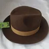 Bérets LIHUA Marque Femmes Fedora Chapeau Café Couleur Vintage Large Bord Chaud Laine Jazz Bow Décoration Panama Feutre