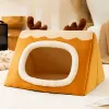 Matten Schattig Elanden Herten Hond Kattenhuis Opvouwbaar Warm Zacht Winter Hond Bed Sofa Grot Puppy Hondenhuis Kennel Nest Voor Kleine Honden Katten