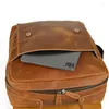 Plecak wysoki duży A4 Vintage Brown Top Grain oryginia szalona skóra konia 15.6 '' 14 '' laptop kobiety mężczyźni torba podróżna m0026