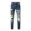 AIR designer jeans violet homme pantalon noir skinny autocollants lavage léger déchiré moto rock revival joggers vraies religions hommes pantalons de marque de haute qualité Amirs jea