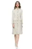 Women's Runway Trench Coats Stand Collar Long Sleeves Fashion High Street Lace Up Belt Designer Outerwear