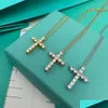 Pendant Necklaces Cross Necklace Designer For Women Mens Stainless Steel Jewelry Retro Vintage Diamond Chain Birthday Party Gift Who Dhuja