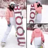 Conjuntos de traje de esquí para mujer de Rusia, 30 trajes de nieve cálidos para invierno, ropa de snowboard, chaquetas de esquí impermeables a prueba de viento, conjuntos de pantalones con tirantes