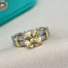JEWLERY TIFFINES 및 공동 디자이너 다이아몬드 Tiffanyco Jeengry Jeengry geenlery rings for Women Finger Anillos 색상 분리 메인 옐로우 다이아몬드 전체 다이아몬드 반지 v 골드