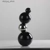 Other Home Decor Geometric Crystal Sculpture Black Bubble Ball Glass Ornaments Geometric Ball Abstract Decoration Glass Decorative Figurines Q240229