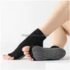 Sports Socks Yoga Toe With Grips Pilates Women Toeless For Barre Fitness Non-Slip Drop Delivery Outdoors Athletic Outdoor Accs Dhpg1