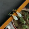 Kolczyki Dangle Magnolia Wardrops Fairy Mori Style Super Hetian Jade Women's Autumn and Winter Butterfly Sterlin