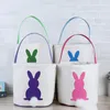 Panier de lapin de pâques, sacs en toile imprimée, fourre-tout, paniers à bonbons aux œufs, 4 couleurs