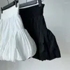 Skirts Spring Summer Black Fold Ball Gown Skirt Women Elastic High-waist A-line Sexy Short Irregular Ruffle White Dance