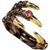 Klusterringar Vintage Titanium Steel Eagle Dragon Claw Halloween Skull Ring Säljer Herrens dominerande öppning Rock Animal Cat Jewelry