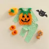 Sets Toddler Outfit Suit Baby Girl Boy Long Sleeve Halloween Pumpkin Print Loose Tops + Fall Casual Pants + Hat + Shoes