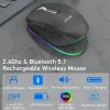 MICE 2,4G + BT5.1 Dualmode Wireless Mouse Computer Gaming MICE CONCEPTION ERGONOMIQUE 2400 DPI MUTE RVB GAMING MONDE POUR l'ordinateur portable