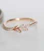 Delicate Tiny Olive Leaves Rings for Women Rose Gold Color Inlaid Zircon Wedding Rings Couple Promise Jewelry Anillos Mujer7575234