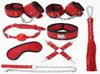 8 PCSSet Kit Mouth Ball Plug Leather Dog Collar Slave Wrist Ankle Cuffs Eye Mask Piskar i vuxna spel Fetish Sex Toys Bondage For8770830