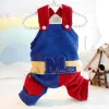 Rompers Autumn and Winter Thick Dog Overalls Kontrast Corduroy Strap Pants With Four Legged Velvet Small and Medium Dog Winter Clothes