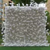 Decorative Flowers 5D Fabric Cloth Backing Pure White Roses Flower Wall Wedding Backdrop For Party Event