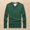 Hilfigers Sweater Designer Luxury Fashion Men Top Quality Autumn Mens V-Neck Pullover Mens Pure Cotton Comfortable Versatile Business Sweater Knit