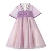 Meisje Jurken Kinderen Hanfu Meisjes Jurk Zomer Kinderkleding 2024 Tang Pak Chinese Stijl Borduren Patchwork Mesh Oude Kostuum