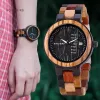 Montres Bobo Bird Couple Watch Colorful Wooden Strap Watch for Women Week Date Afficher Quartz Wood Wristwatch pour les hommes Women Reloj Mujer