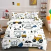 stelt cartoon grafisch beddengoedset voor jongens 3d schattige astronauten auto kinderen dekbedoverkuipkussencase single full king size bed set