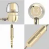 Écouteurs Amazing HD Voice Headphones avec Mic Metal Bass Bass Headset 3,5 mm Gold plaqué Jack Universal pour Smart Phones Tablets MP4 UIISII HM7