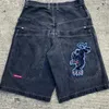 Short rétro à motif de crâne pour hommes, Streetwear américain Y2k, jean ample, pantalon de basket-ball gothique Harajuku